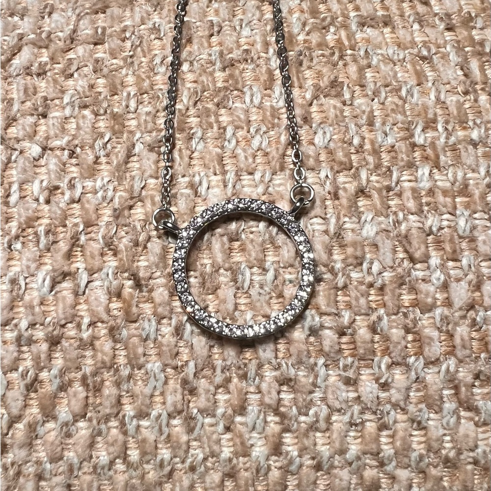 Target Silver Crystal Circle Necklace
